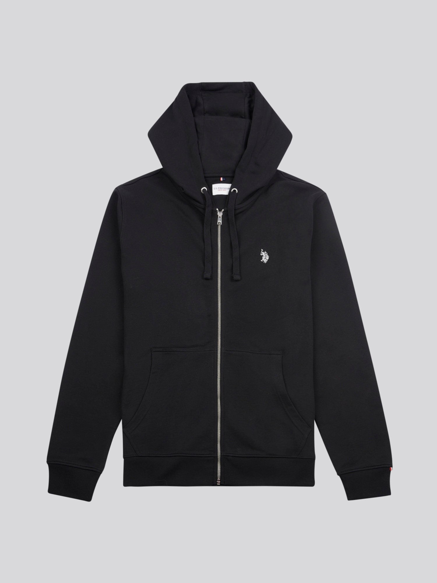 Mens Double Horsemen Loopback Zip Hoodie Black Bright White DHM