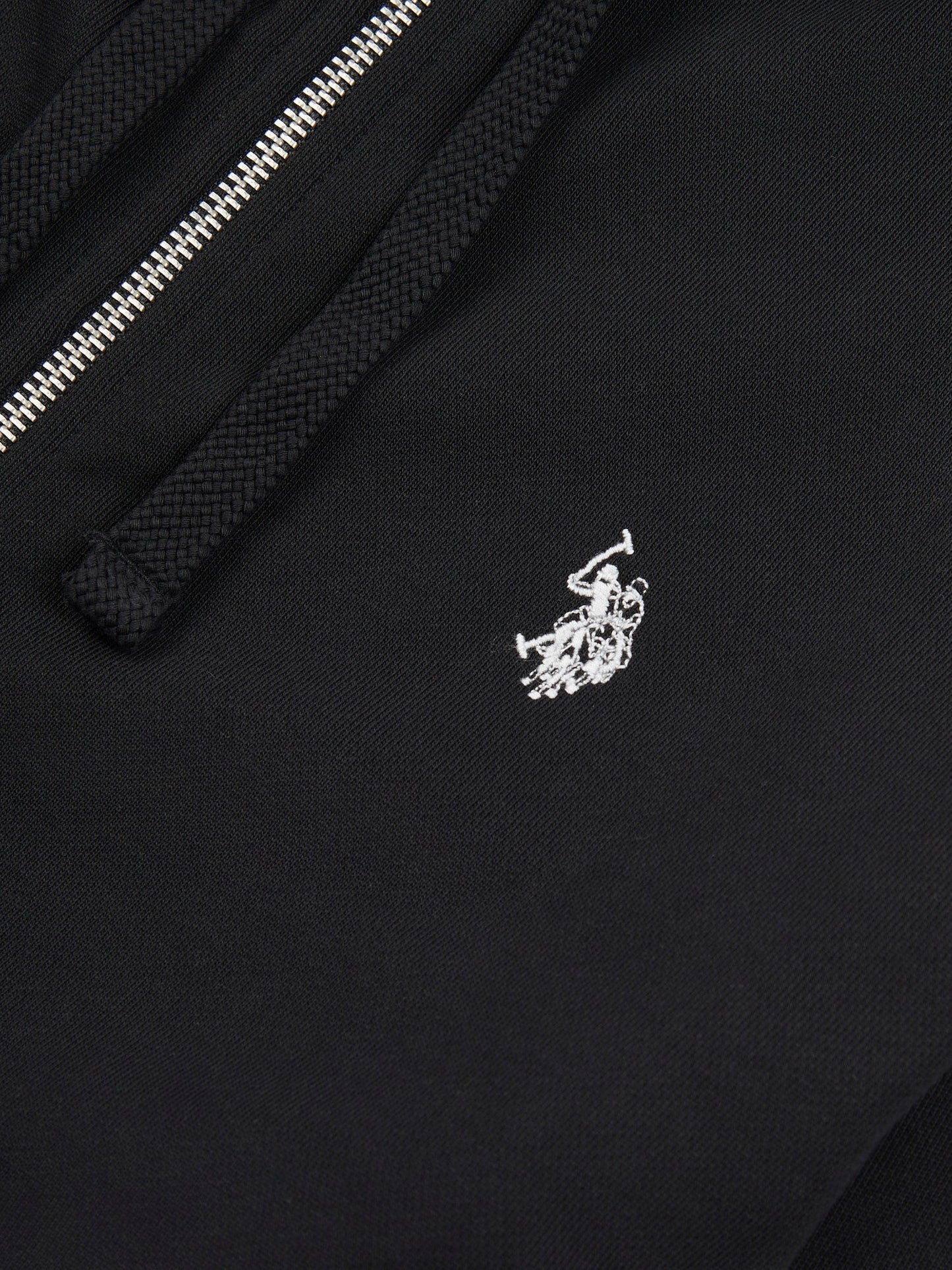 Mens Double Horsemen Loopback Zip Hoodie Black Bright White DHM