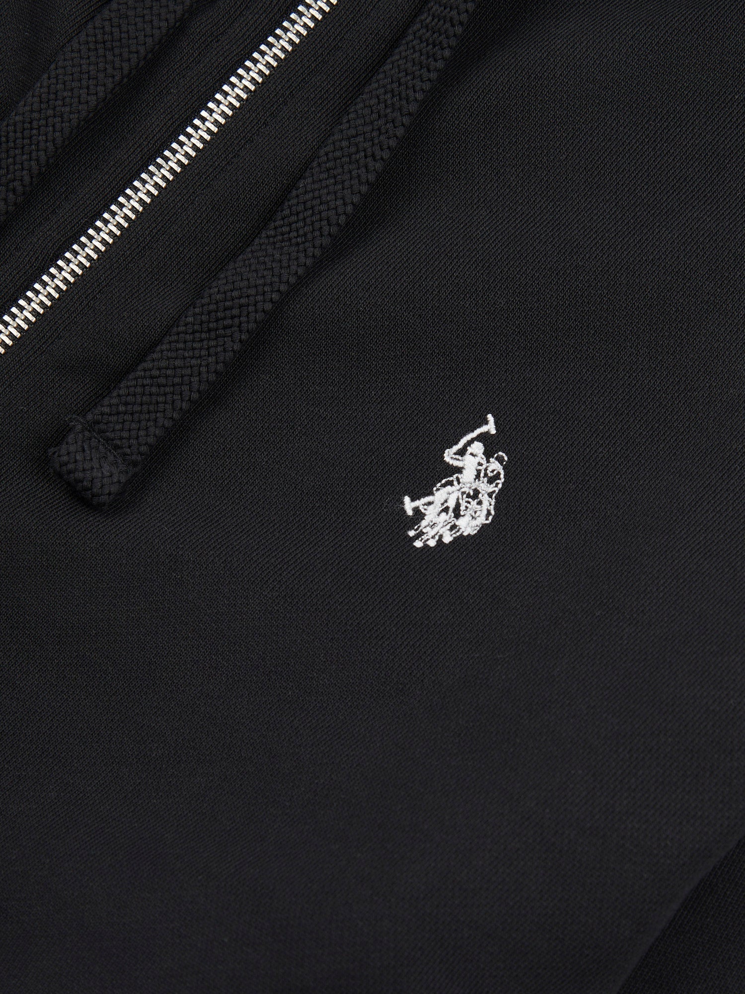 Mens Double Horsemen Loopback Zip Hoodie Black Bright White DHM