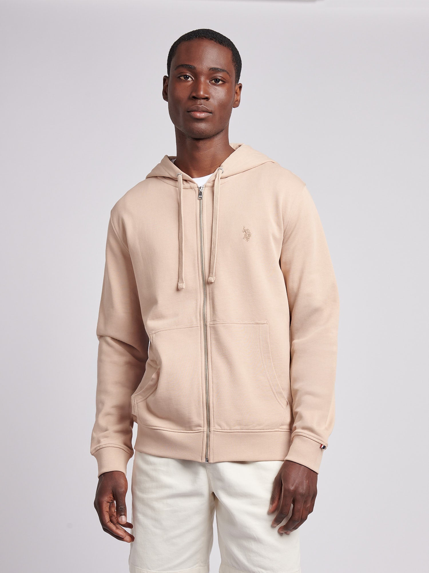 Mens Double Horsemen Loopback Zip Hoodie Doeskin