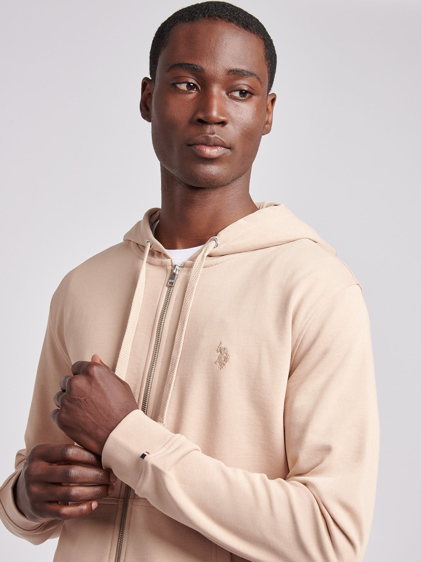 Mens Double Horsemen Loopback Zip Hoodie Doeskin
