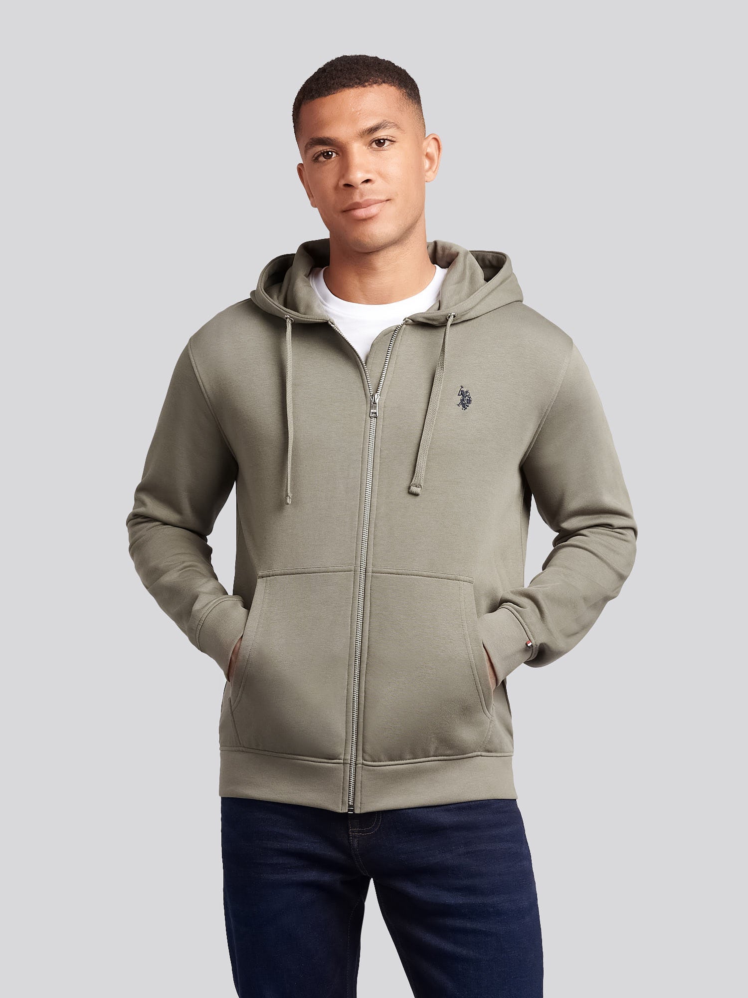 Mens Double Horsemen Loopback Zip Hoodie Mulled Basil