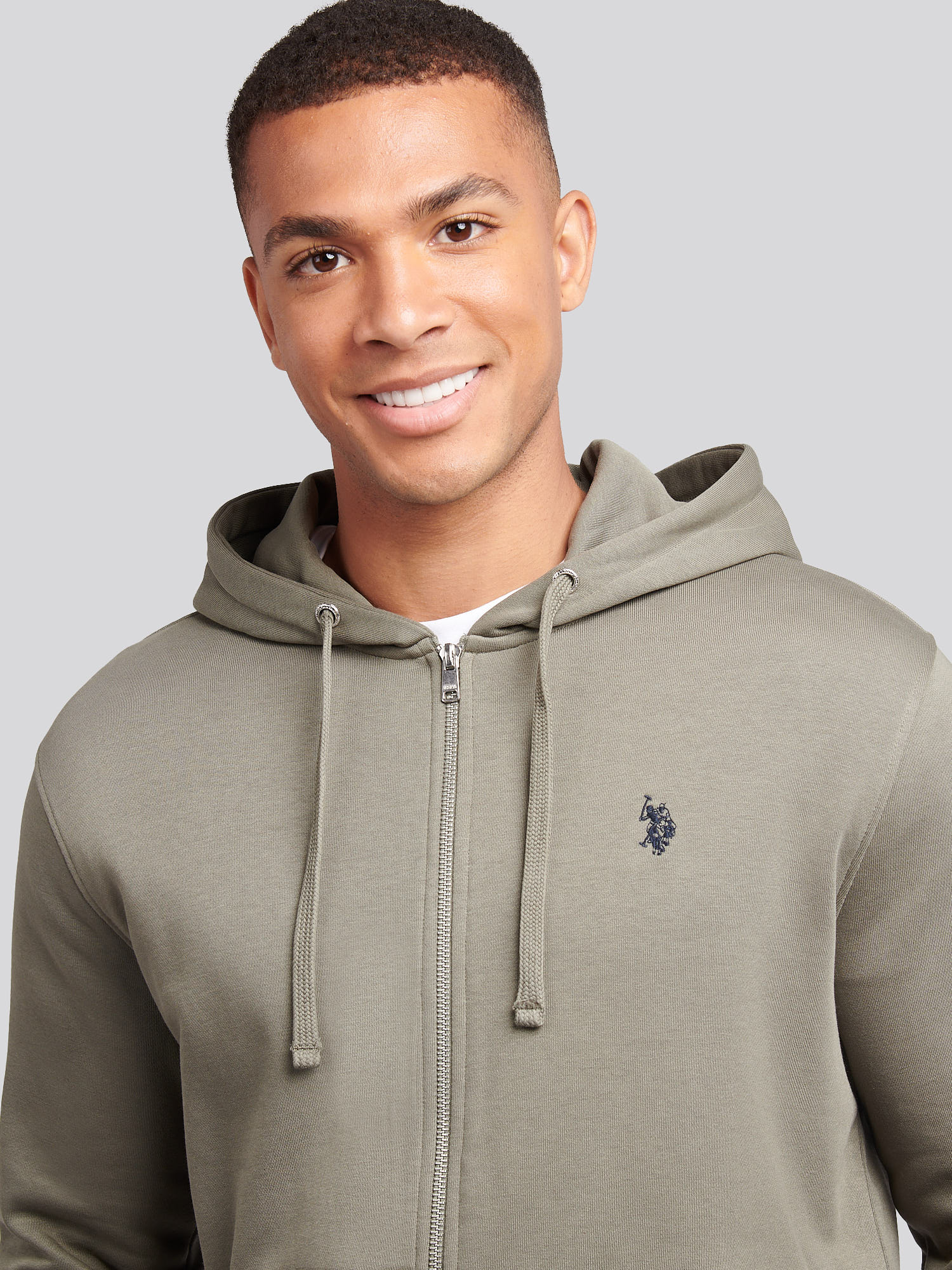 Mens Double Horsemen Loopback Zip Hoodie Mulled Basil