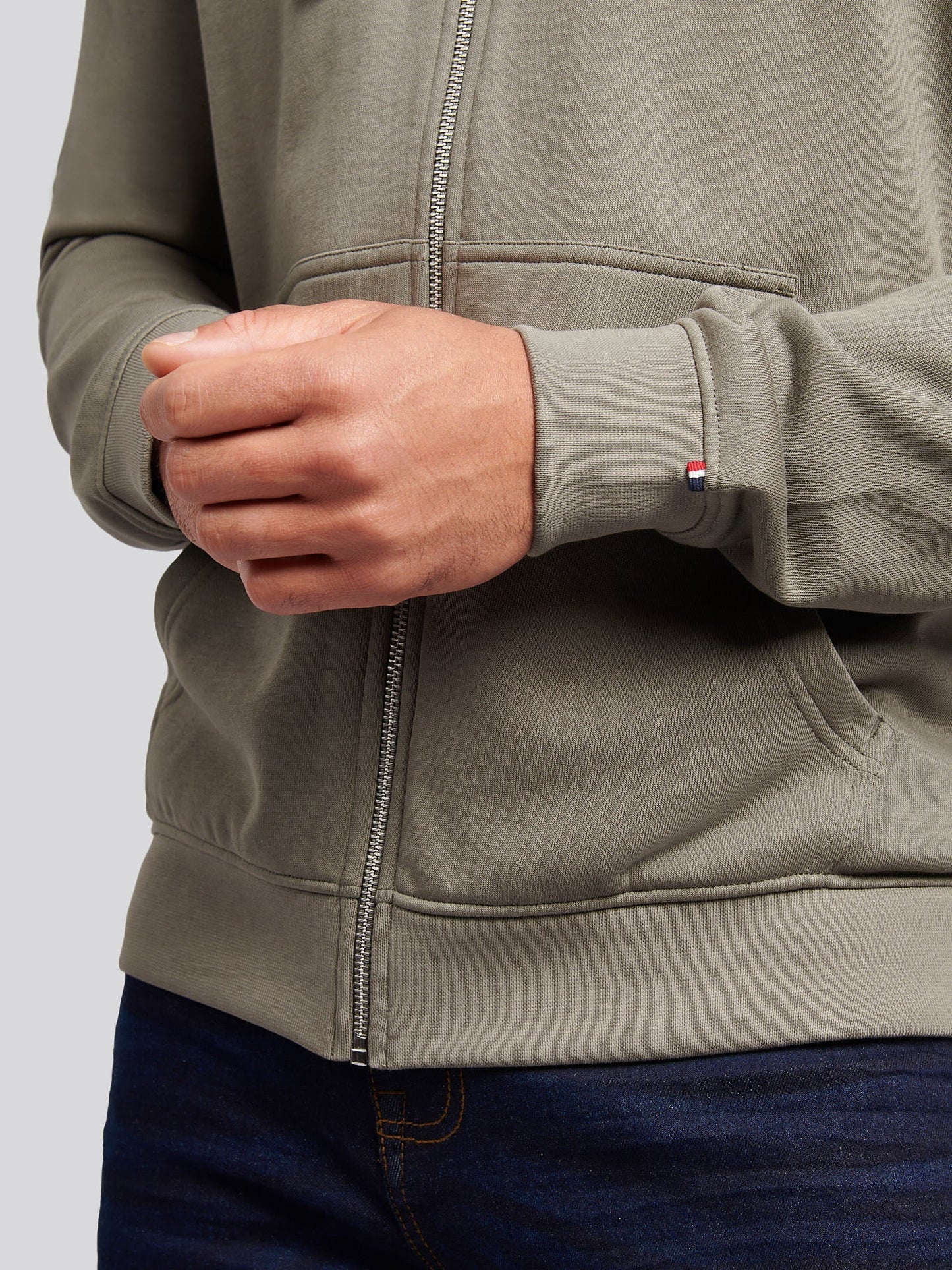 Mens Double Horsemen Loopback Zip Hoodie Mulled Basil