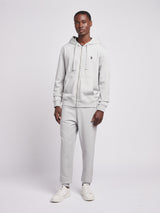 Mens Double Horsemen Loopback Zip Hoodie Mid Grey Marl
