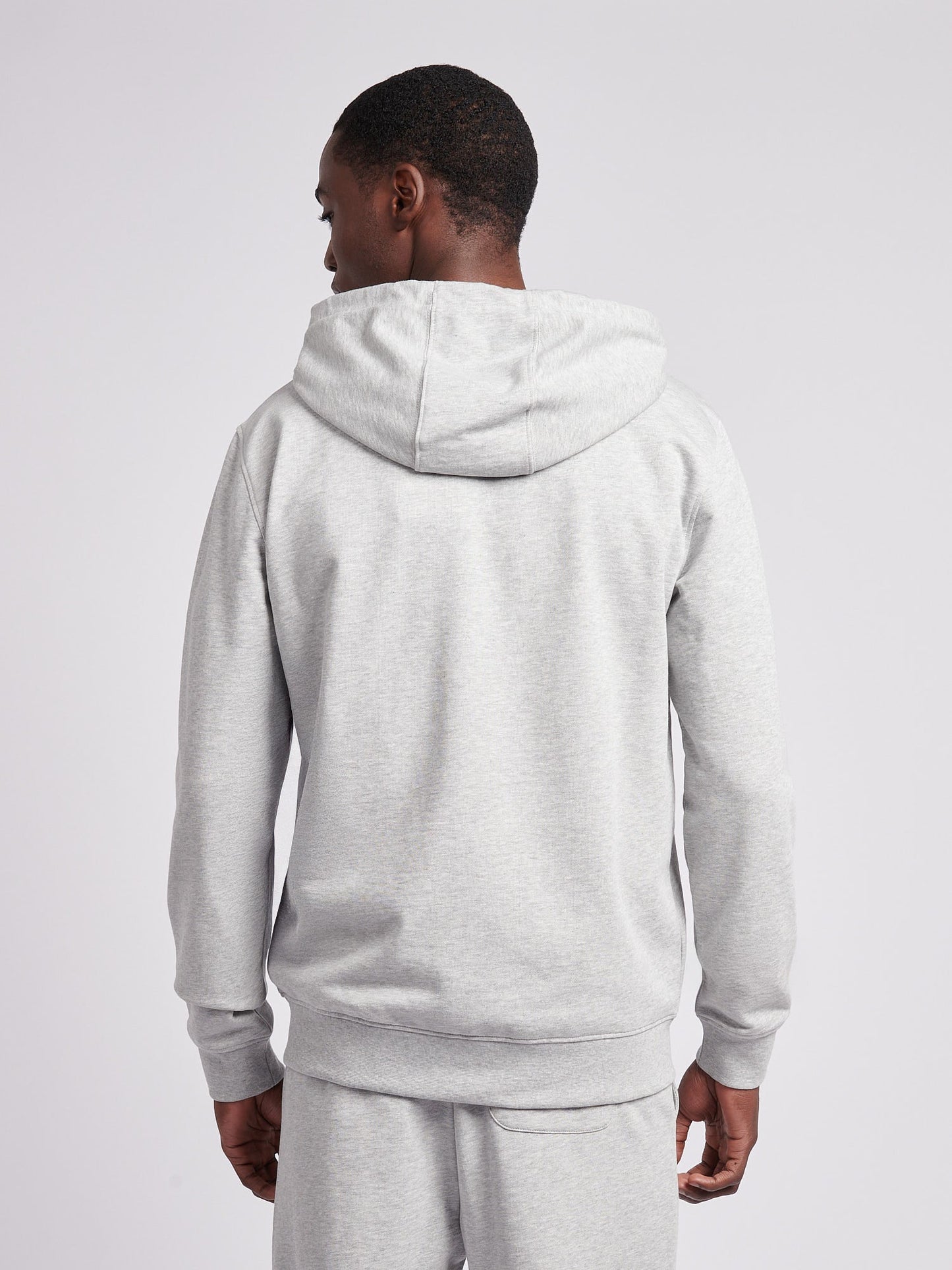 Mens Double Horsemen Loopback Zip Hoodie Mid Grey Marl