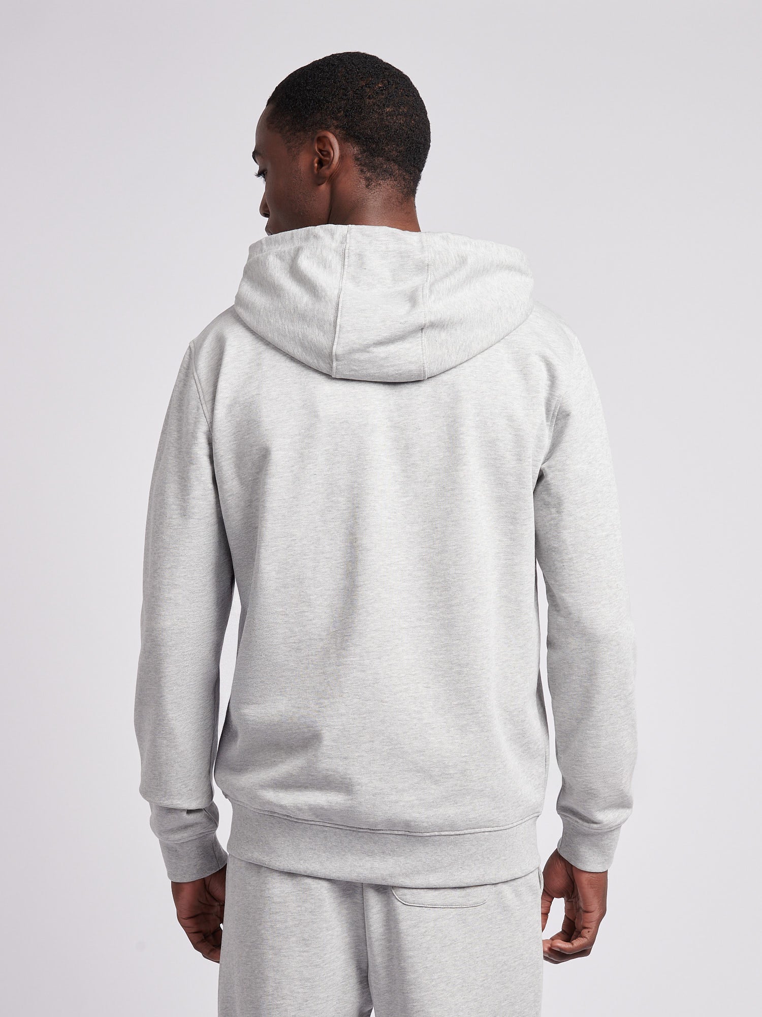 Mens Double Horsemen Loopback Zip Hoodie Mid Grey Marl