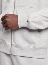Mens Double Horsemen Loopback Zip Hoodie Mid Grey Marl