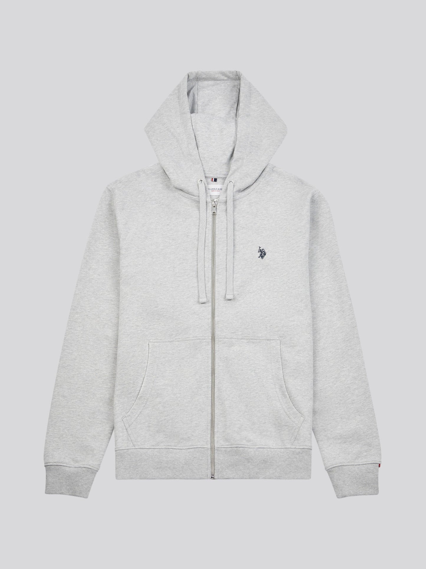 Mens Double Horsemen Loopback Zip Hoodie Mid Grey Marl