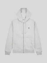 Mens Double Horsemen Loopback Zip Hoodie Mid Grey Marl