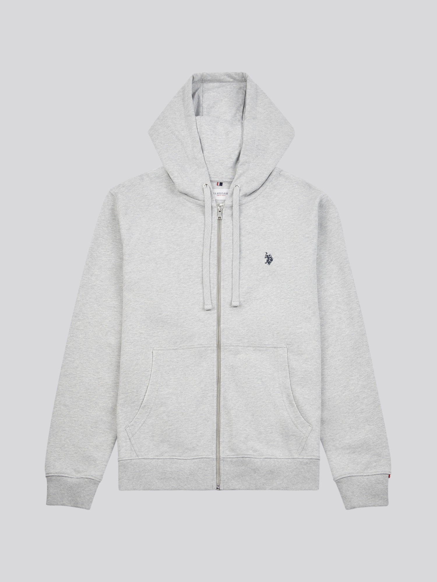 Mens Double Horsemen Loopback Zip Hoodie Mid Grey Marl