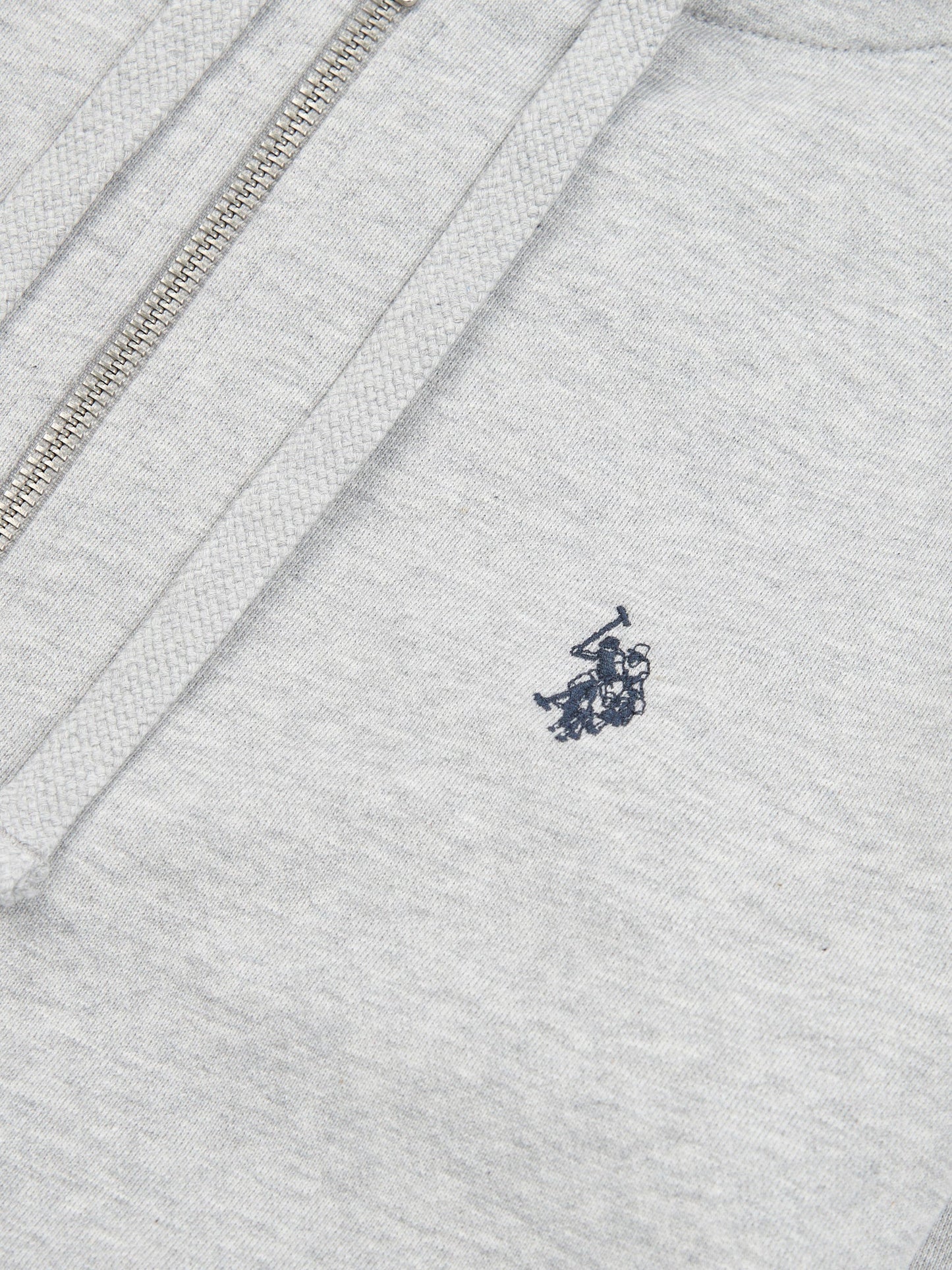 Mens Double Horsemen Loopback Zip Hoodie Mid Grey Marl