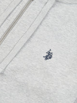 Mens Double Horsemen Loopback Zip Hoodie Mid Grey Marl