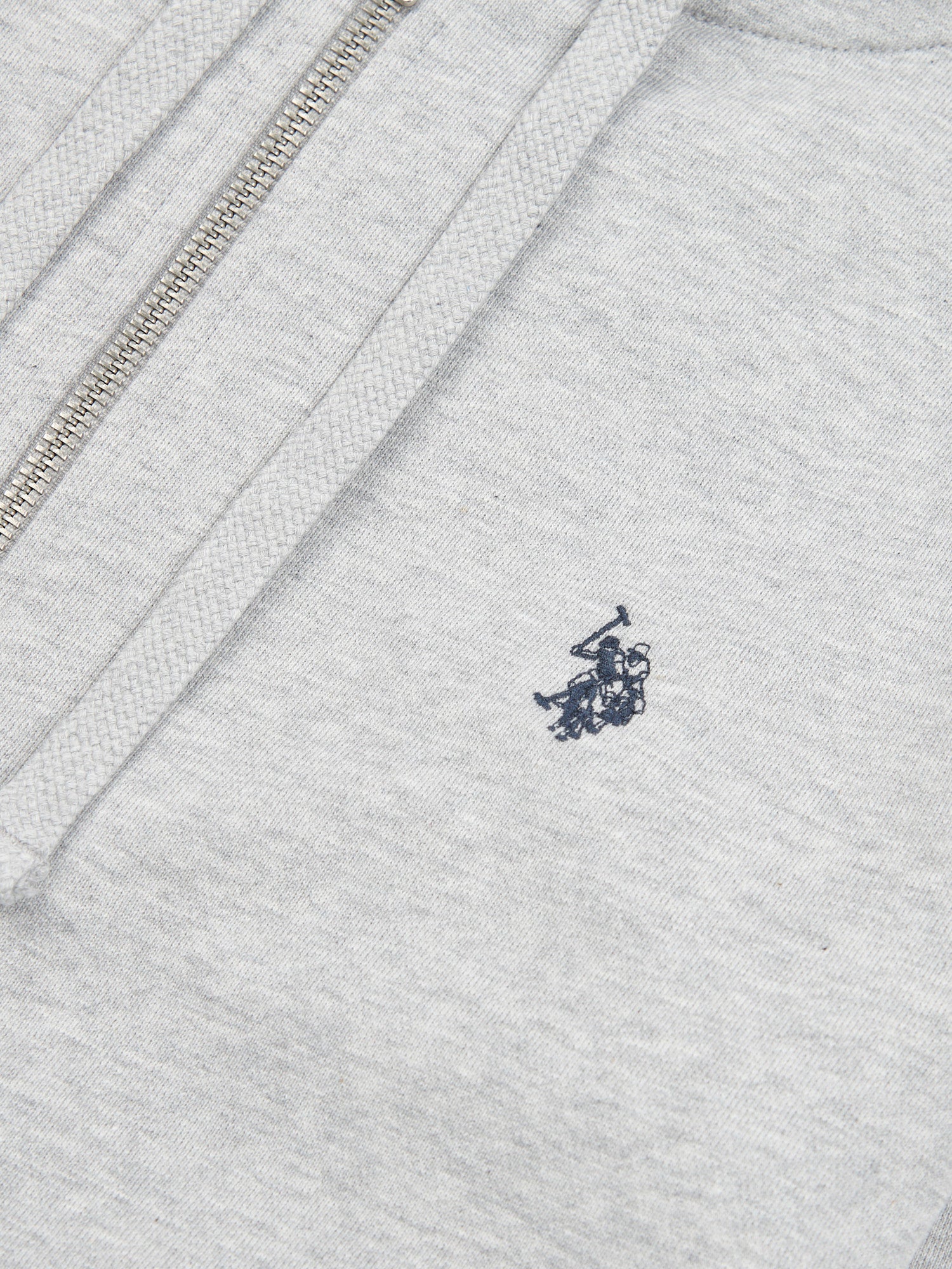 Mens Double Horsemen Loopback Zip Hoodie Mid Grey Marl