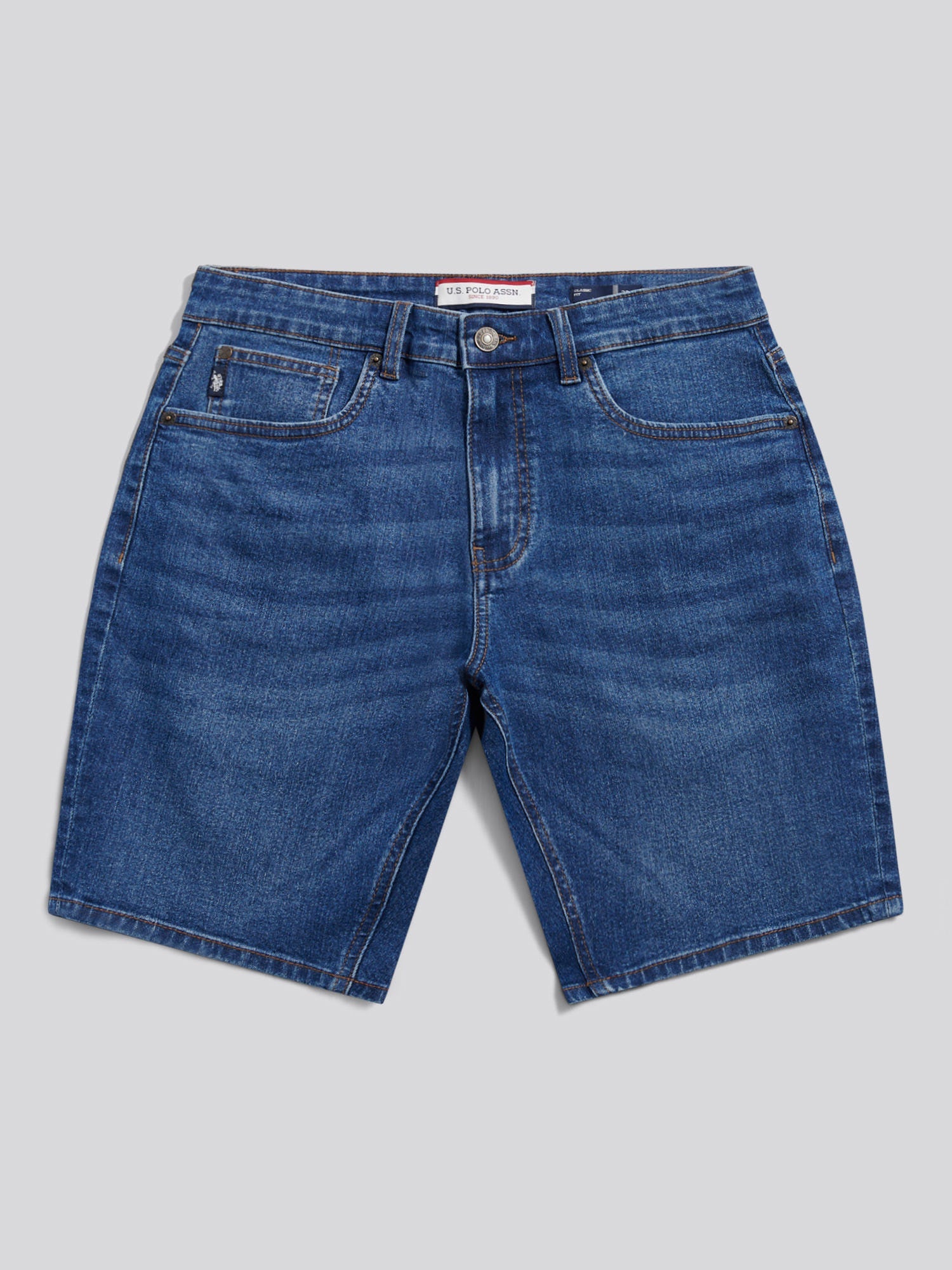 Mens Classic 5 Pocket Denim Shorts Dark Wash