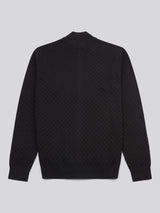 Mens Smart Checkerboard Zip Through Funnel in Black