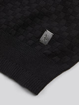 Mens Smart Checkerboard Zip Through Funnel in Black