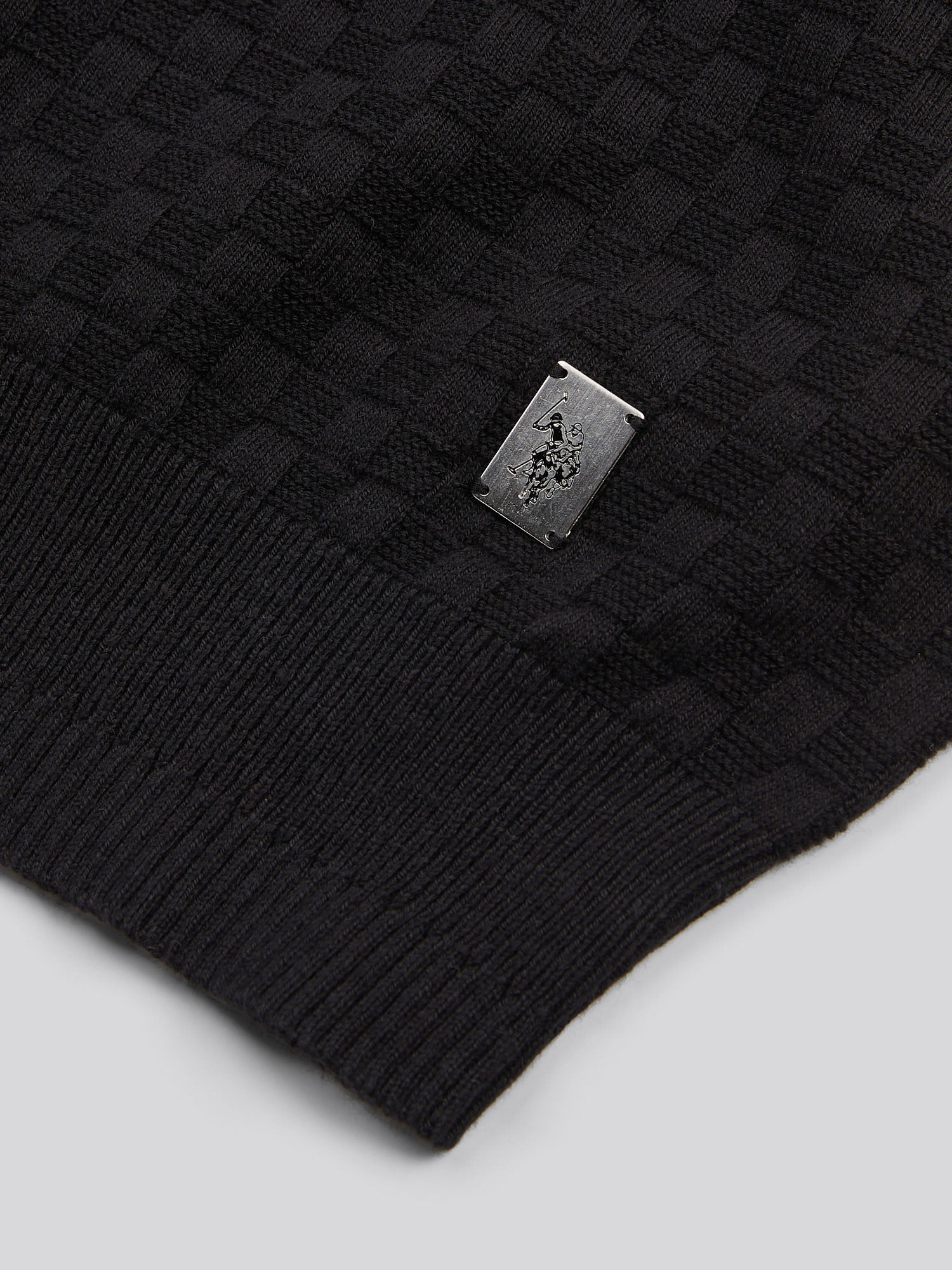 Mens Smart Checkerboard Zip Through Funnel in Black