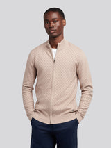Mens Smart Checkerboard Zip Through Funnel in Atmosphere