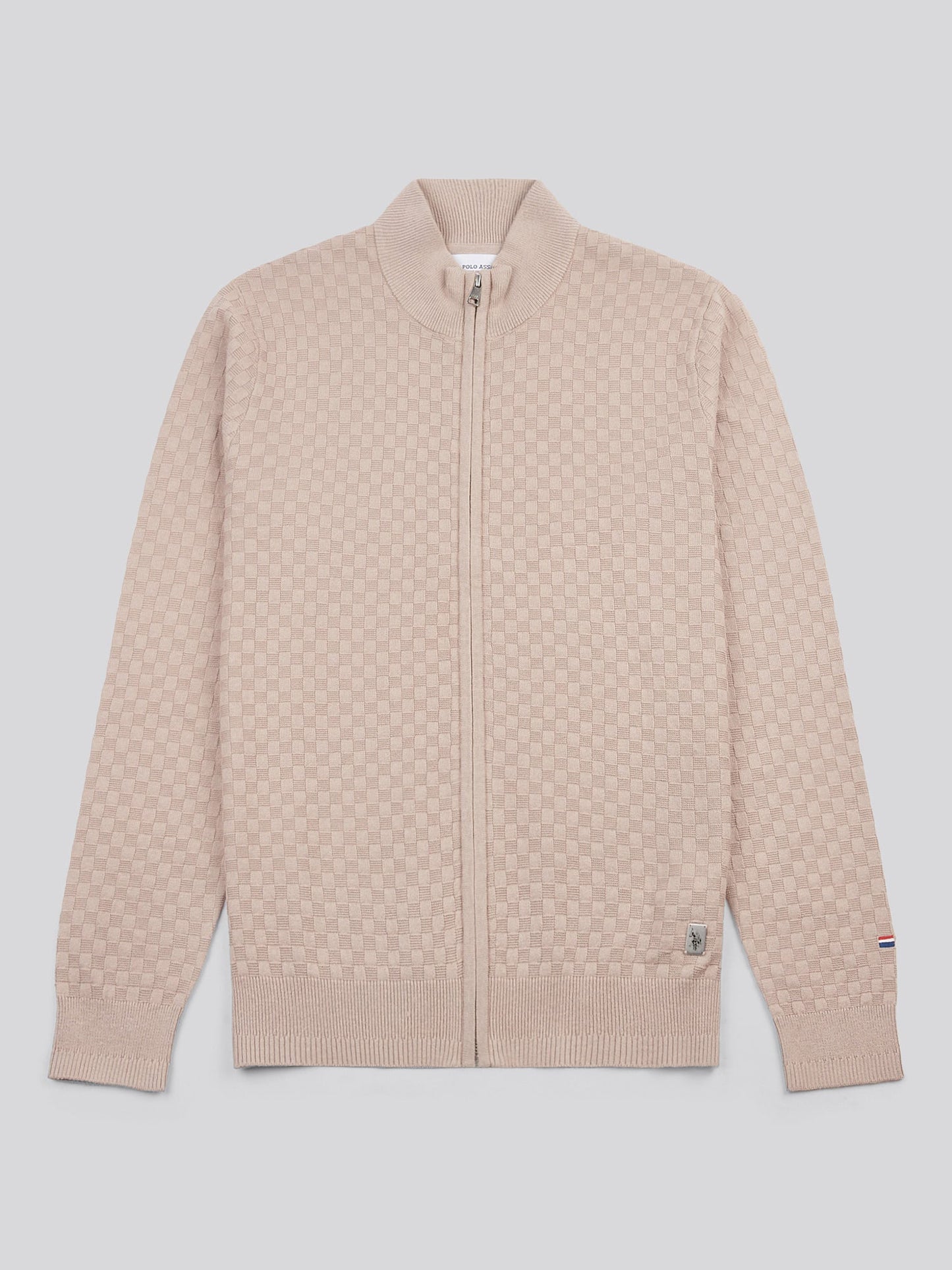 Mens Smart Checkerboard Zip Through Funnel in Atmosphere