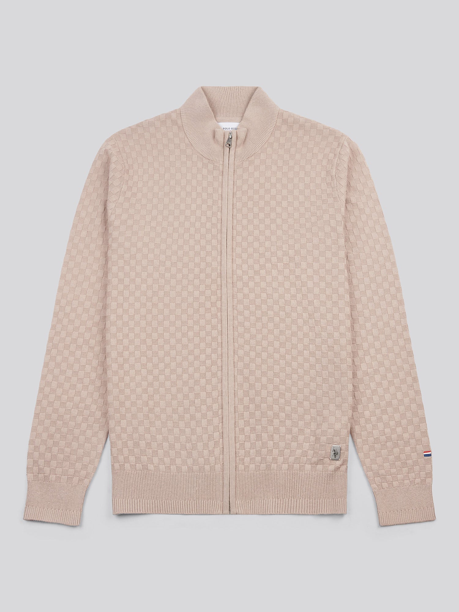 Mens Smart Checkerboard Zip Through Funnel in Atmosphere