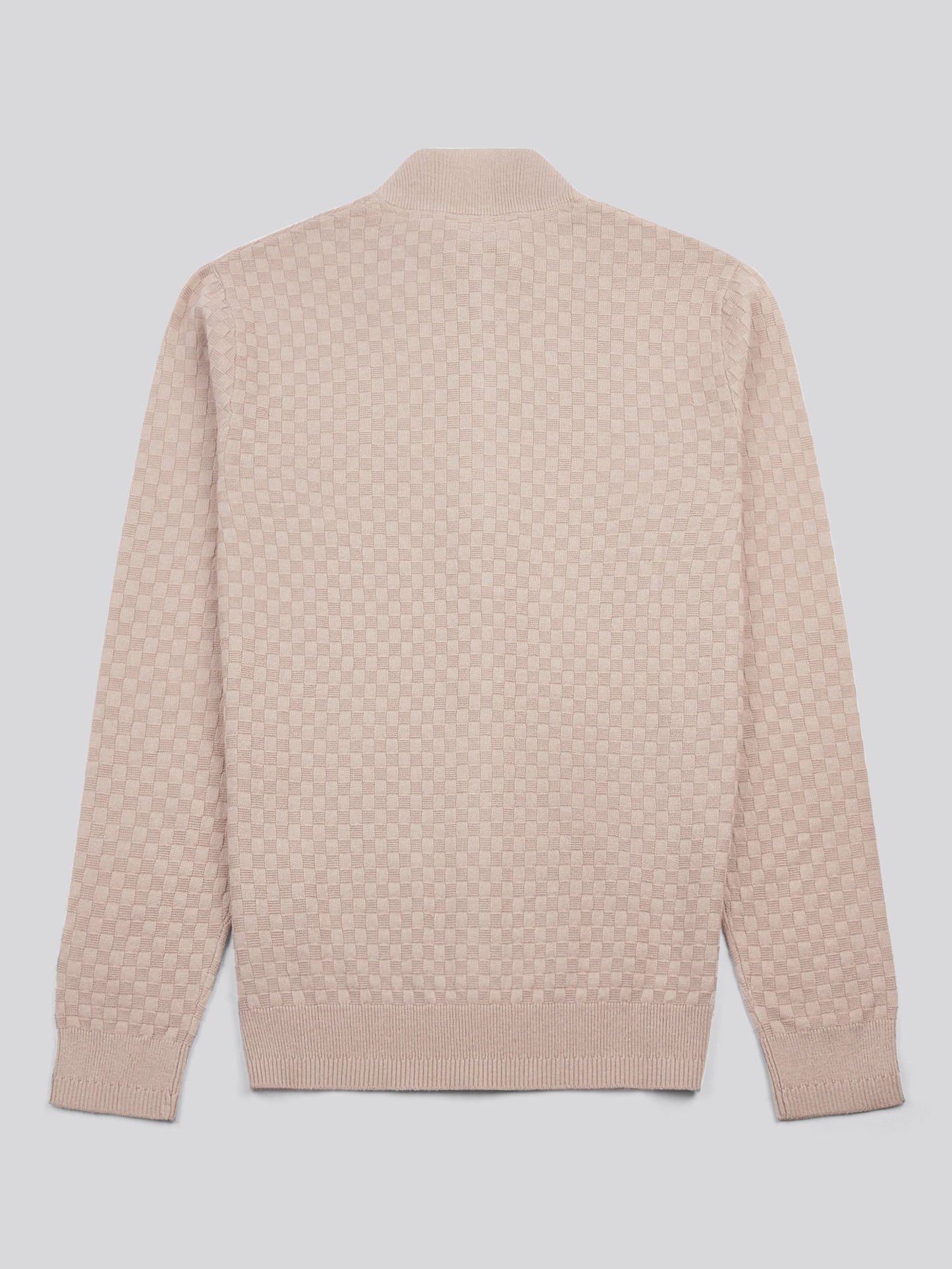 Mens Smart Checkerboard Zip Through Funnel in Atmosphere