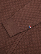 Mens Smart Checkerboard Zip Through Funnel in Chocolate Martini