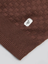 Mens Smart Checkerboard Zip Through Funnel in Chocolate Martini