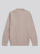 Mens Check Texture Button Thru Long Sleeve Polo Shirt in Atmosphere