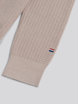 Mens Check Texture Button Thru Long Sleeve Polo Shirt in Atmosphere