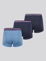 Mens 3 Pack Branded Stripe Boxer Shorts Blue Horizon