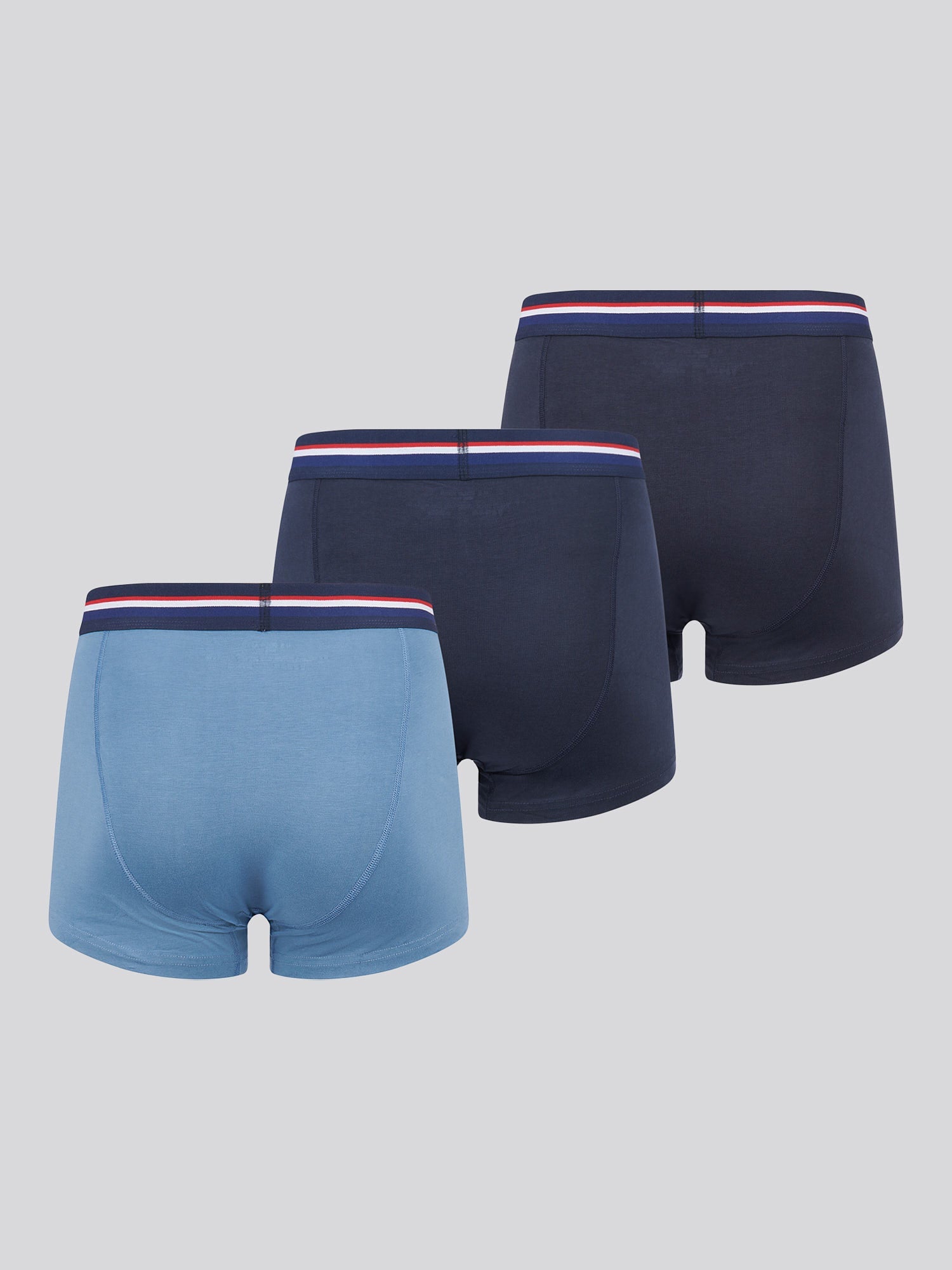 Mens 3 Pack Branded Stripe Boxer Shorts Blue Horizon