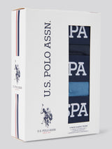 Mens 3 Pack Branded Stripe Boxer Shorts Blue Horizon