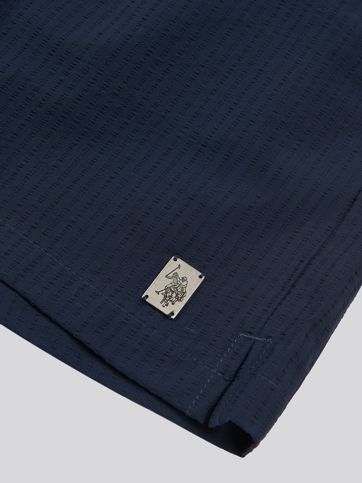Mens Seersucker Swim Short in Dark Sapphire Navy