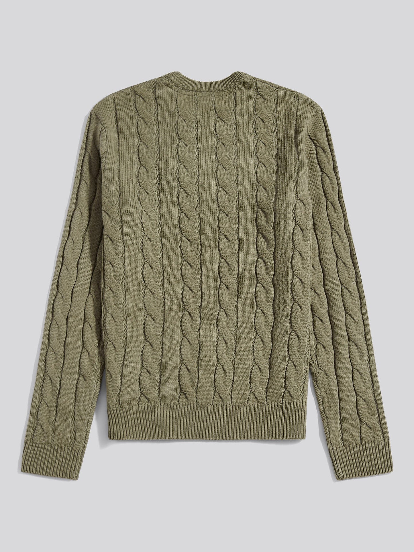 Mens Cable Knit Crew in Mulled Basil