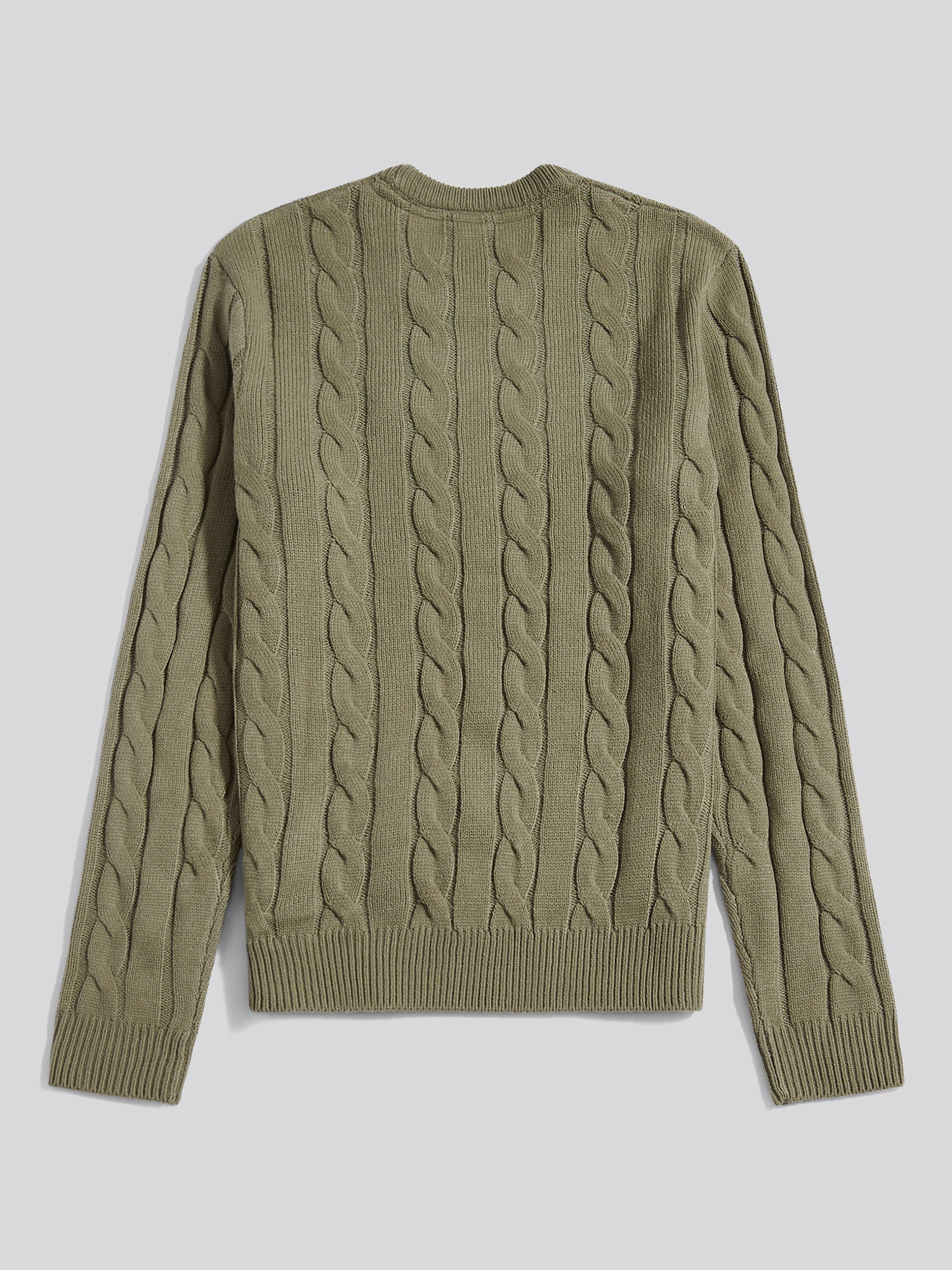 Mens Cable Knit Crew in Mulled Basil