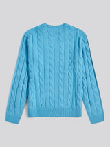 Mens Cable Knit Crew in Heritage Blue