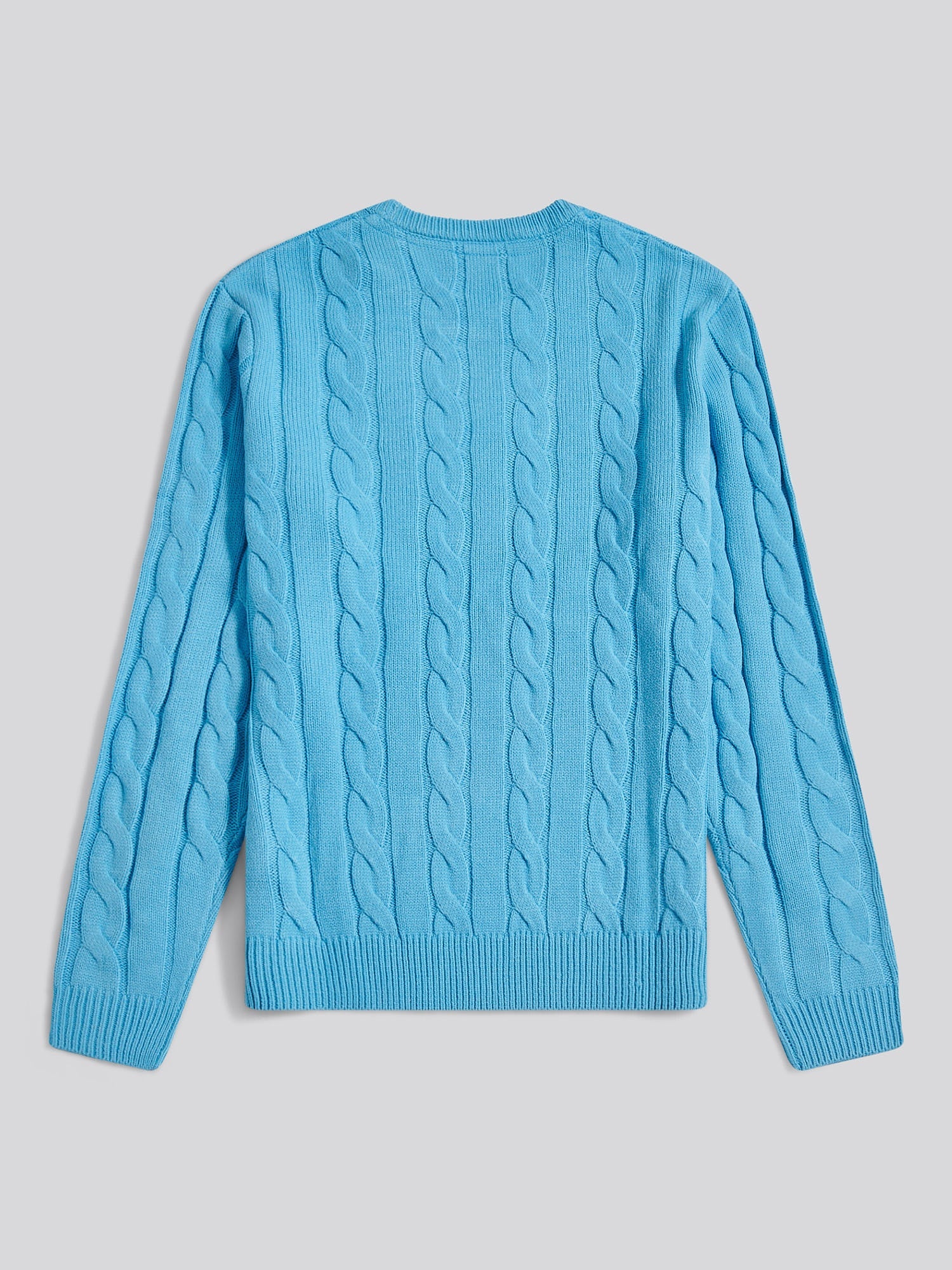 Mens Cable Knit Crew in Heritage Blue