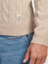Mens Cable Knit Crew in Atmosphere Marl