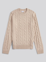 Mens Cable Knit Crew in Atmosphere Marl