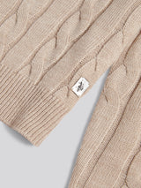 Mens Cable Knit Crew in Atmosphere Marl