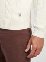Mens Cable Knit Funnel in Whisper White