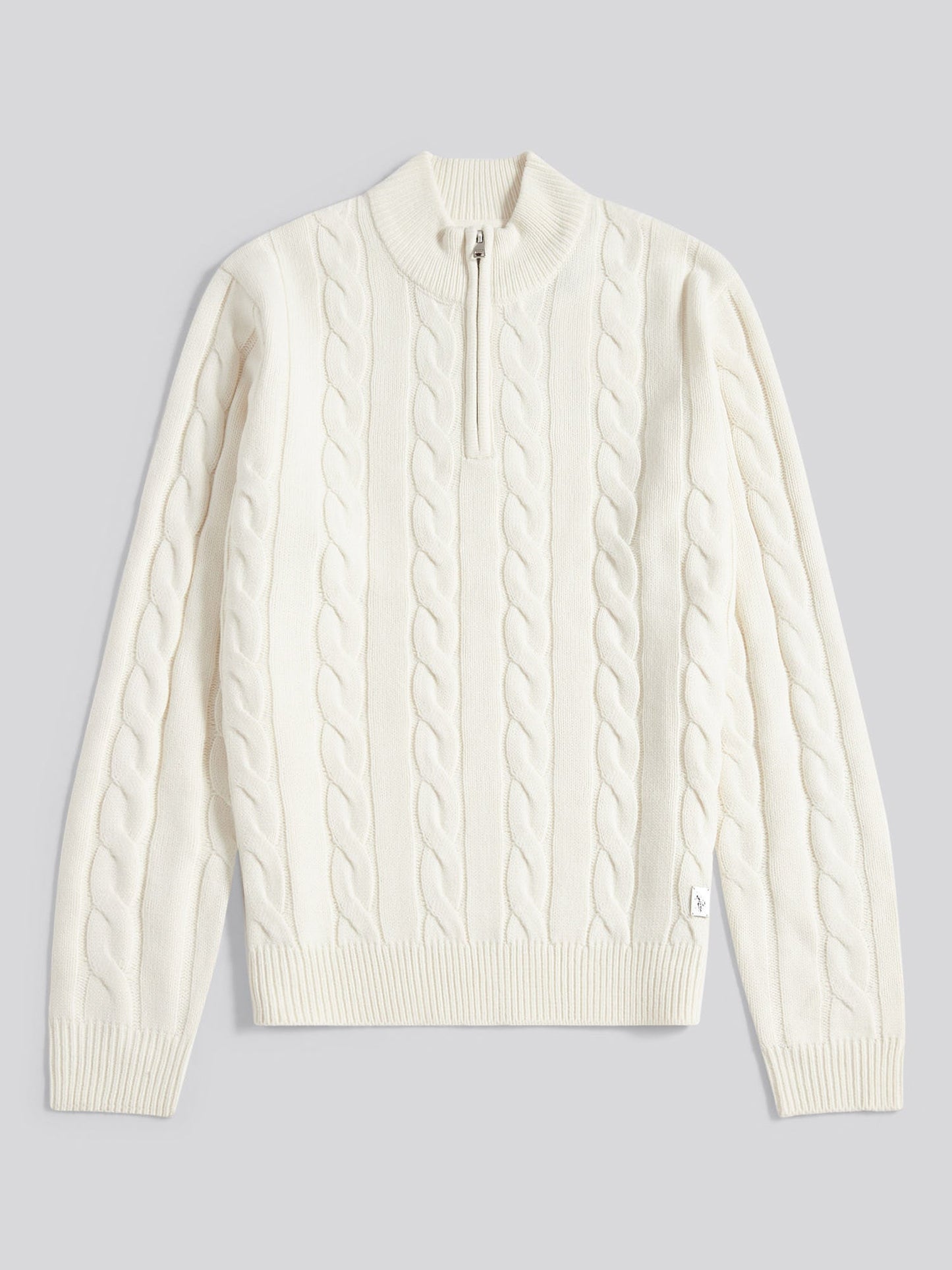 Mens Cable Knit Funnel in Whisper White