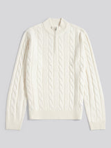 Mens Cable Knit Funnel in Whisper White