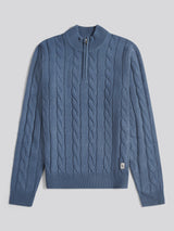 Mens Cable Knit Funnel in Vintage Indigo