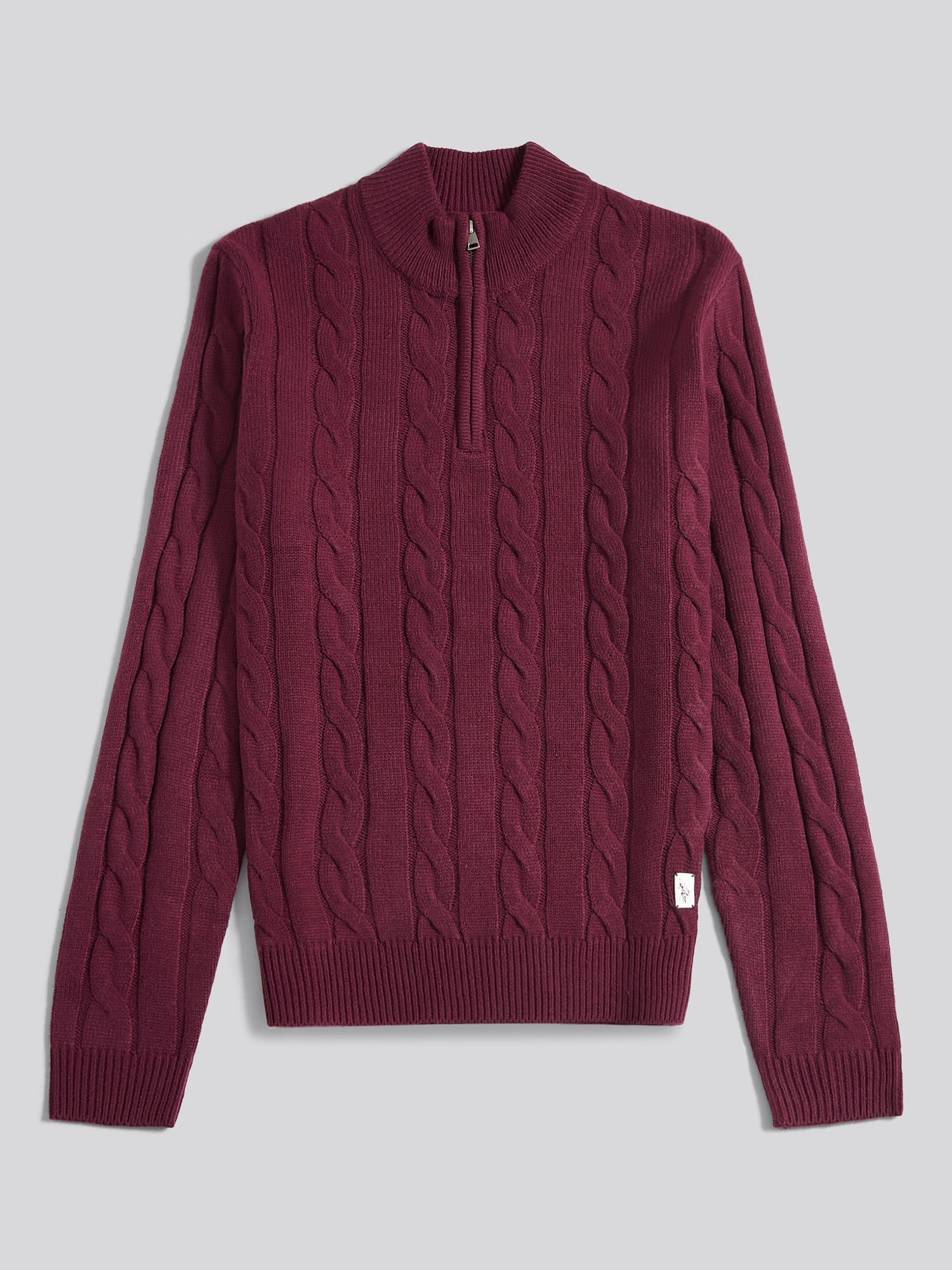 Mens Cable Knit Funnel in Grape Wine