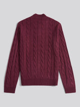 Mens Cable Knit Funnel in Grape Wine