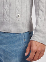 Mens Cable Knit Funnel in Vintage Grey Heather