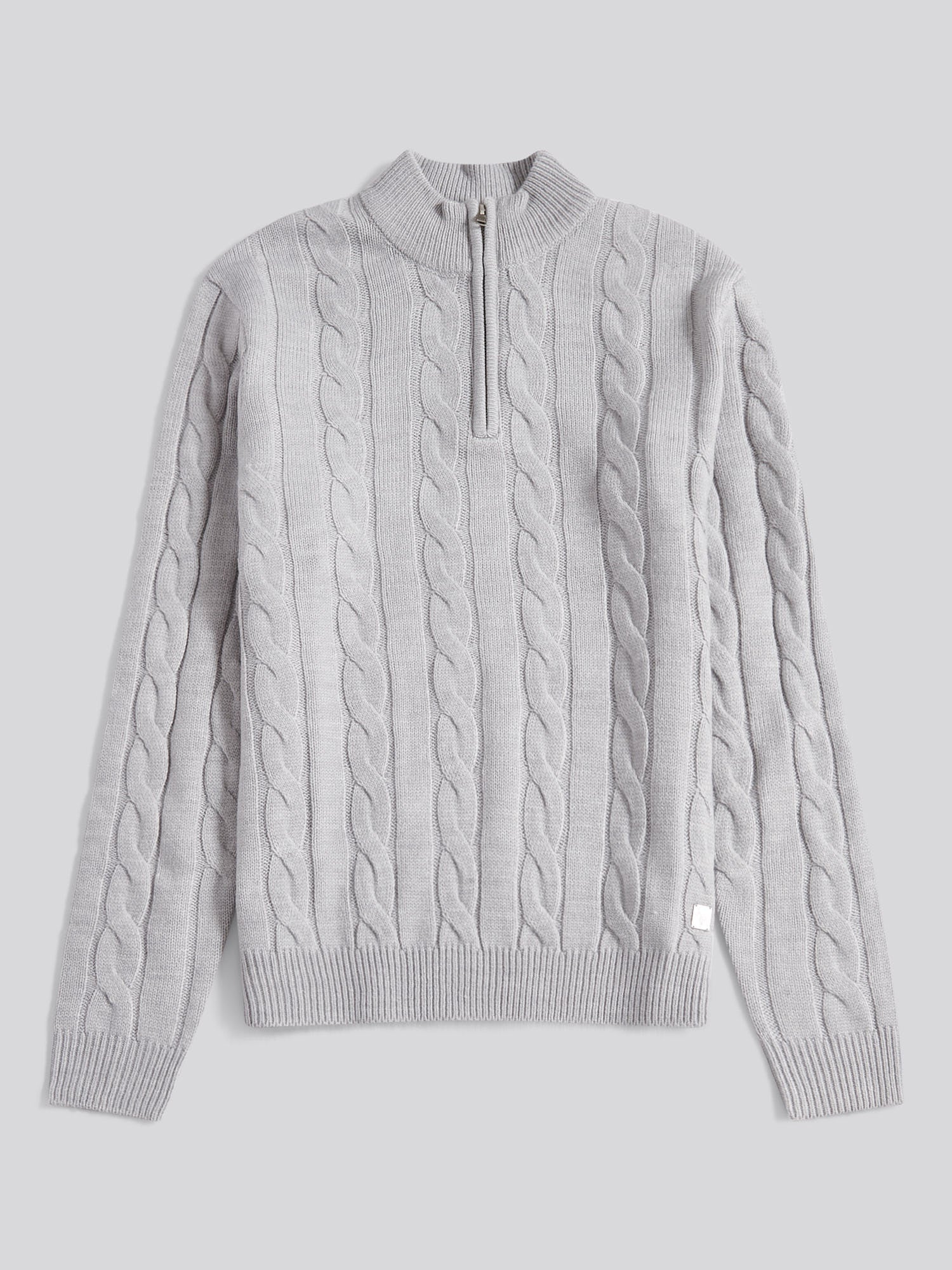 Mens Cable Knit Funnel in Vintage Grey Heather