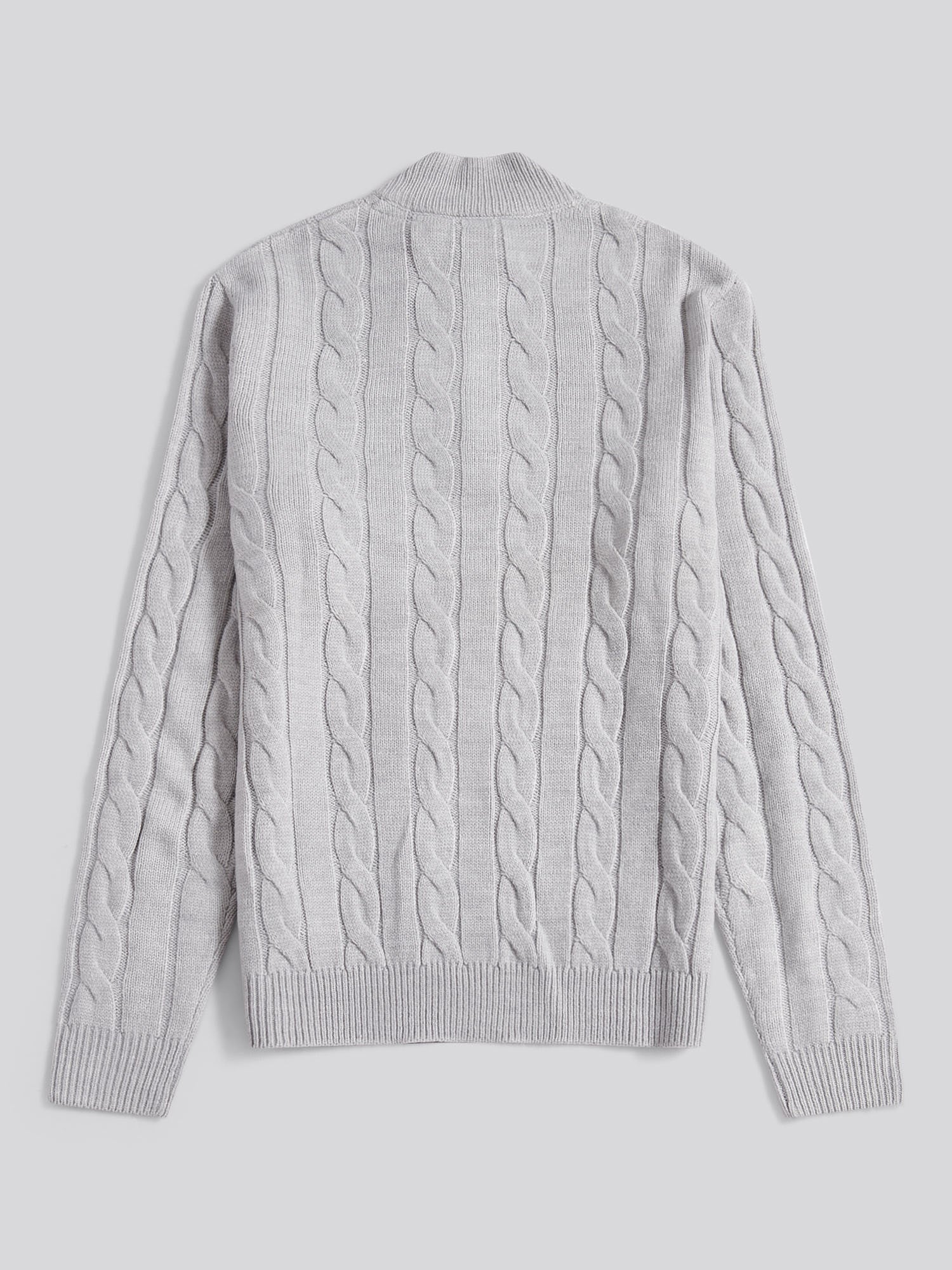 Mens Cable Knit Funnel in Vintage Grey Heather